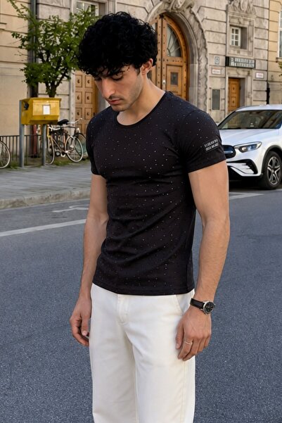 Madmext Black T-Shirt with Ripped Detail 2883