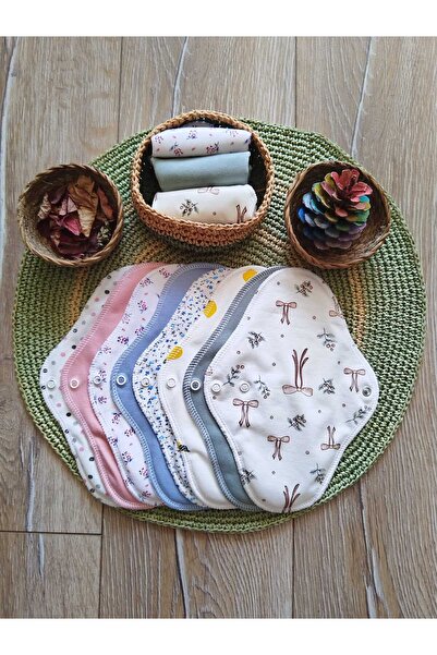 ECOSOFT Yıkanabilir Doğal Kadın Pedi Normal 8'li %100 Pamuk ve Bambu (M beden)