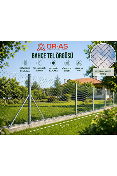 ÖR-AS TEL ÖRGÜ & PANEL ÇİT SİSTEMLERİ 7.5 x 7.5 Göz - 2.2mm-( 120'lik - 10 Mt...
