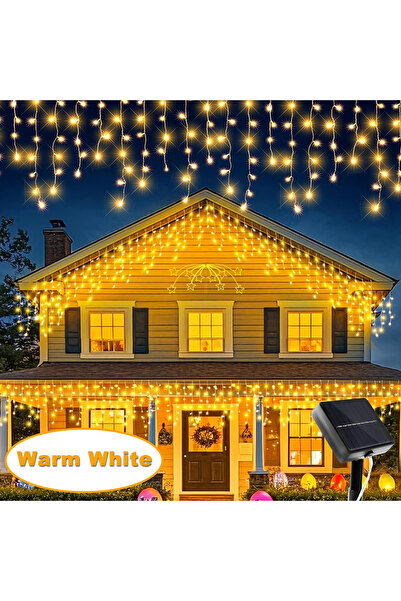 Choice 7M 162Leds Warm White Solar Outdoor Icicle Lights 96/162 Leds Christma...