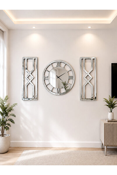 EYKA STORE Xl Dekorasyon Saat + 2 Adet Tablo Set