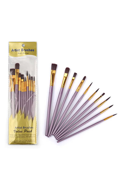 Choice1 purple 10PCS 10-Piece Artist Paint Brush Set - Nylon Bristle Brushes ...