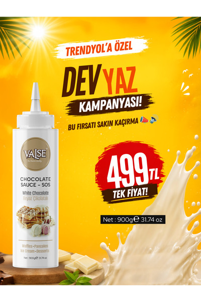 Valse Real White Chocolate Sauce (Gluten-Free) 900 Gr Waffle & Pancake & Frui...