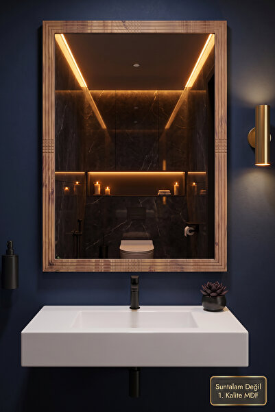 MONTESEV 76x54 cm Antik Ahşap Dik Dekoratif Ayna Banyo Oda Lavabo Wc Dresuar ...