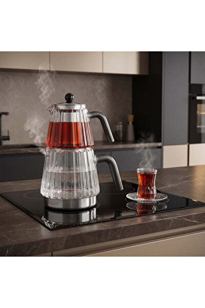 Jumbo Aura Glass İndüksiyon Tabanlı Cam Çaydalık