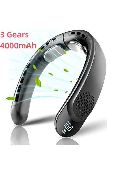 Choice1 مروحة رقبة USB جديدة مطورة سوداء بتصميم بدون شفرات رباعية النواة سهلة...