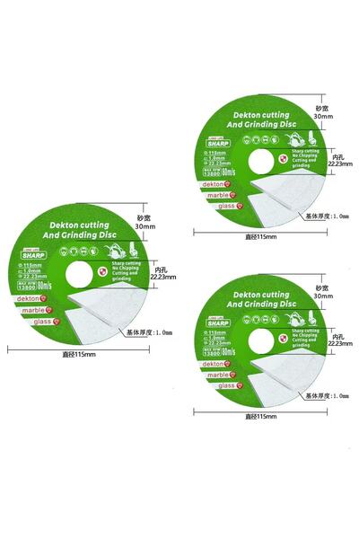 Choice1 115mm 3pcs 100mm/115mm/125mm Dekton Diamond Cutting and Grinding Disc...