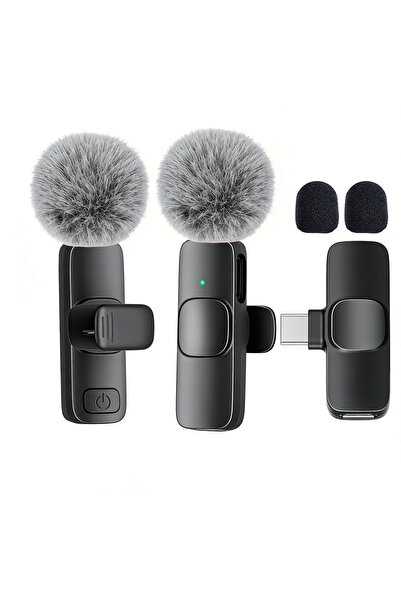 Choice6 Black-Type-c-1to2 Type-C Port Professional Wireless Lavalier Micropho...