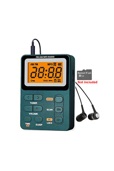 Choice green AM FM Radio, Personal Portable Pocket Radio with Digital Tuning ...