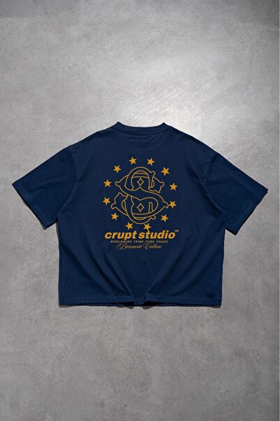 Crupt Studio Ανδρικό T-shirt Basement Archive σε σκούρο μπλε, φαρδιά γραμμή κ...