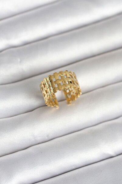 Generic Brand 316L Steel Gold Color Mesh Model Women's Ring - Tj-Byk4161