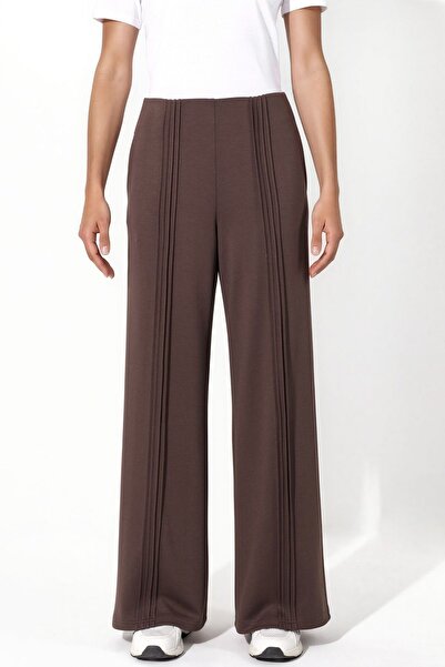 Hiccup Modal Touch Rib Detailed Straight Leg Trousers