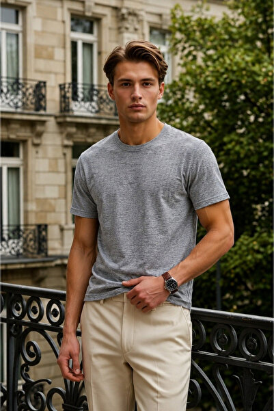 DAMGA JEANS Men's Relax Fit Short Sleeve 100% Cotton Anthracite T-Shirt