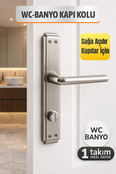 Badem10 Nisa Gül WC Banyo SAĞA UYGUN İç Kapı Kolu ( 1 TAKIM ) Kendinden Kilit...