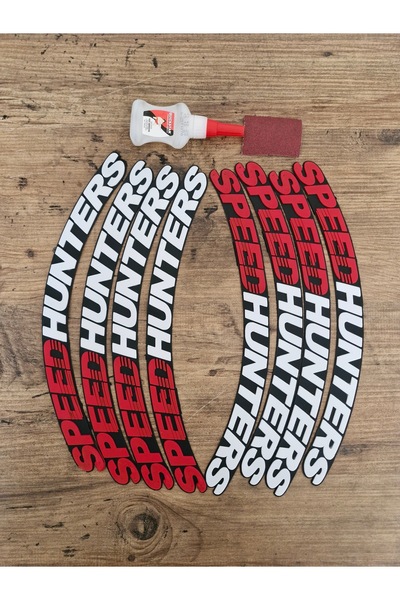 komauto Speedhunters Tire Lettering Sticker Emblem Stripe 3D 8 Pieces Red