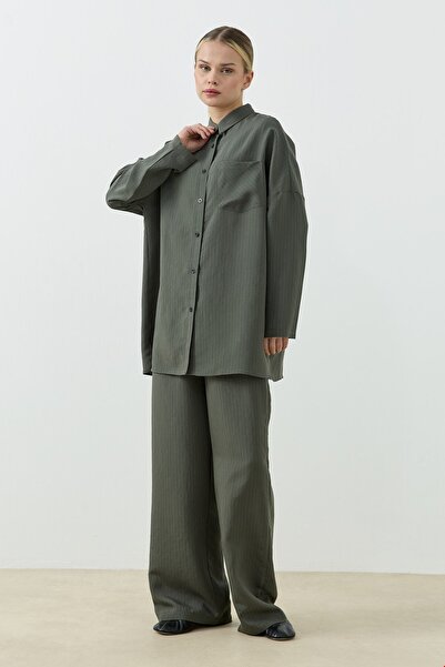 QANU Striped Modal Suit Green