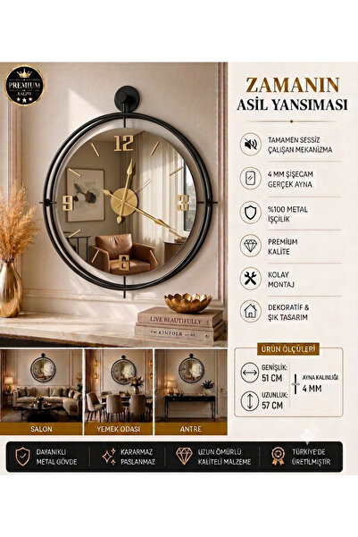 Mgs DUVAR SAATİ TİNATTİ BLACK BRONZ AYNALI DUVAR SAATİ