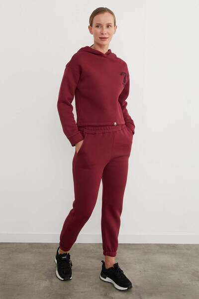 Fulla Moda 3 Yarn Teddy Bear Embroidered Hooded Jogger Tracksuit Set