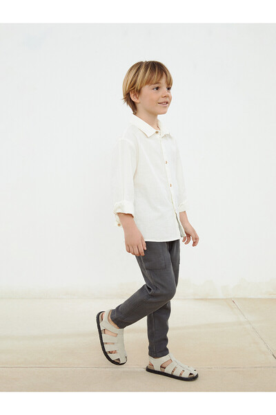 LC Waikiki Two Mt Shop Quality Lcw Kids Anthracite Elastic Waist Linen Blend ...