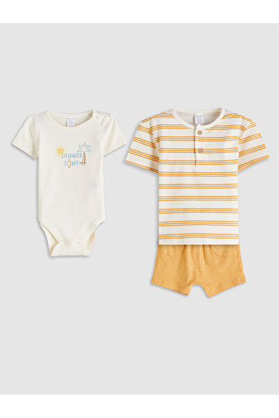 LC Waikiki Trendlucky Printed Baby Boy Set with Difference in Color, 3-Piece