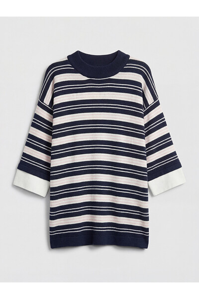 LC Waikiki Alita City Striped Girl's Knit Sweater with a Contrast Stripe