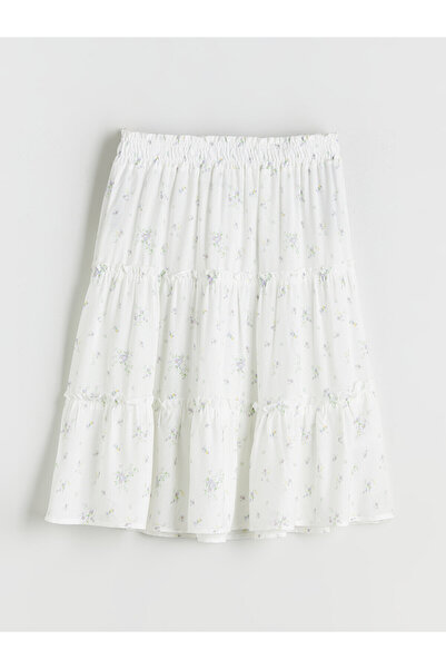 LC Waikiki Two Mt Shop Quality Lcw Kids Lilac Elastic Waist Floral Girls Skirt