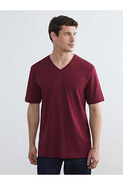 LC Waikiki Trendlucky with Difference V-Neck Combed Cotton Men's T-Shirt