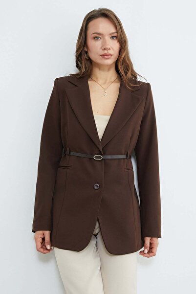 Fulla Moda Jachetă tip blazer cu curea și umeri căptușiți