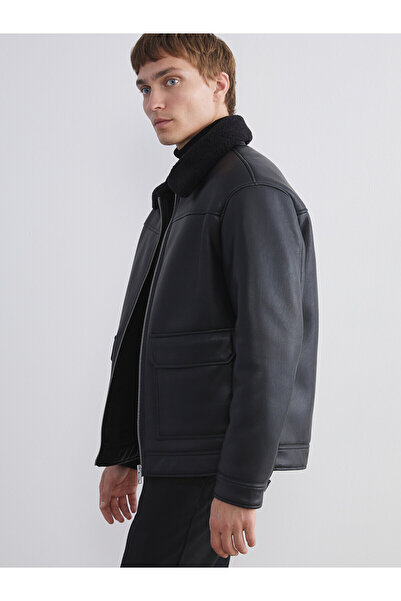 LC Waikiki Lcw Vision Black Faux Leather Plain Standard & Regular Men's Leath...