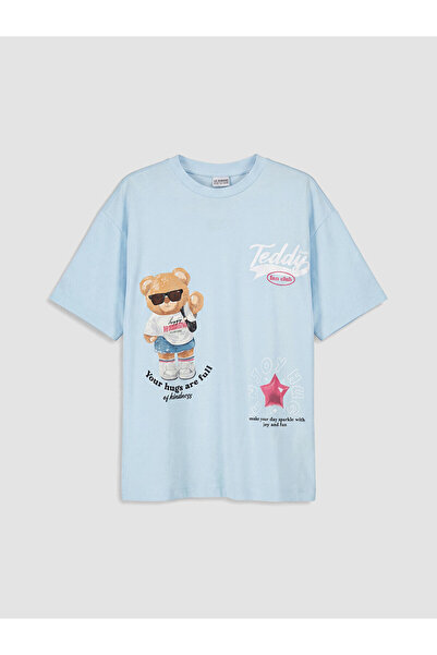 LC Waikiki Trendlucky Girl's T-Shirt with Bear Teddy Print