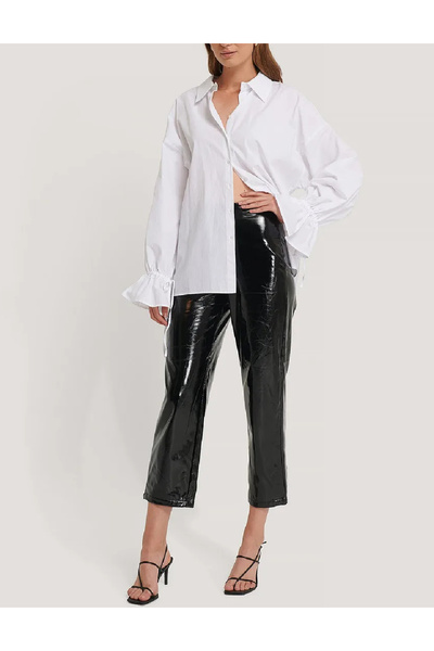 Evendi Pantaloni imitatie de piele, Negru