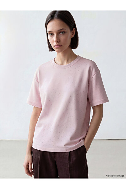 LC Waikiki Vizyon New Season Stoned Oversize Soft Touch Women's T-Shirt