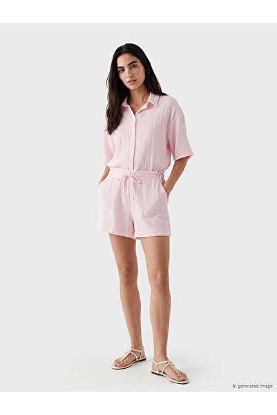 LC Waikiki Nevavm Women's Muslin Shorts with Elastic Waist