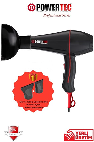 POWERTEC TR-601 + Difüzör Hacimlendirici Başlık Profesyonel Saç Kurutma & Fön...