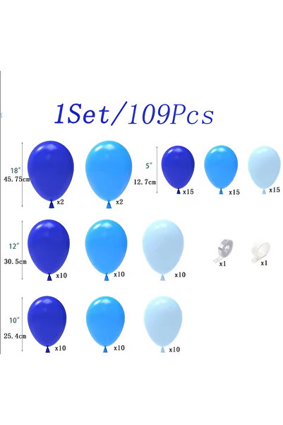 Choice مجموعة بالونات لاتكس زرقاء وبيضاء أخرى مكونة من 109 قطعة، مناسبة لأعيا...