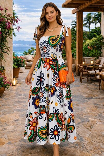 oniks store Women's Strappy Chest Elastic Detailed Patterned Long Single Jers...