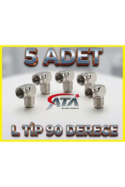 ATAELEKTRONİK 5ad 5 Adet 90 Derece L Tip Vidalı Metal F Konnektör Uydu Anten ...