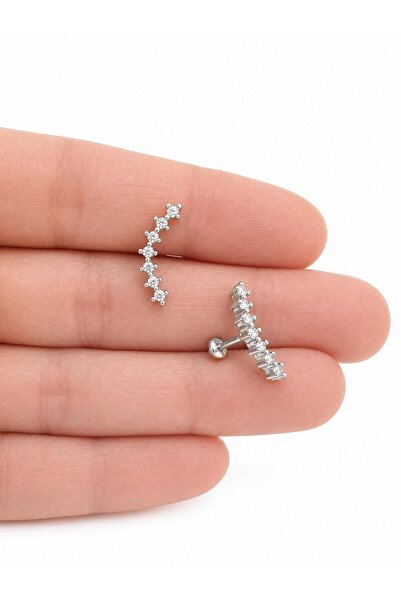 Arescollection 1 adet zirkon taşlı helix kıkırdak piercing küpe