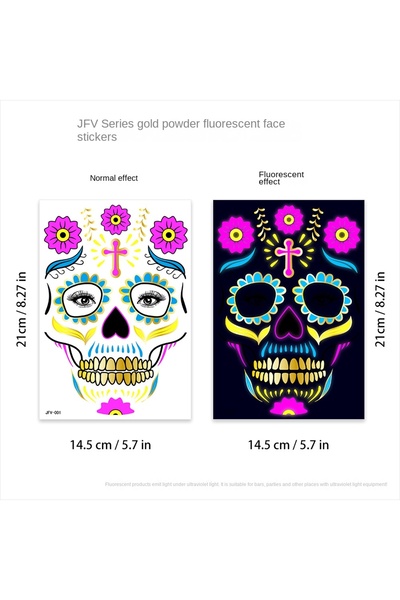 Choice10 1PC A Sticker 1/4/8pcs Fluorescent Waterproof Face Tattoo Temporary ...