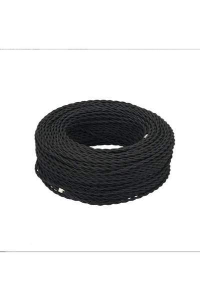 Choice11 10m Vintage Twisted Electrical Wire Black Textile Cable 2*0.75mm Edi...
