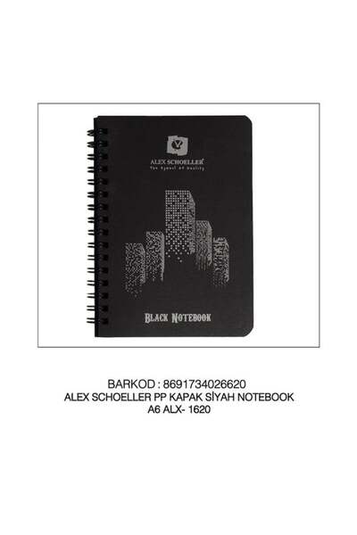 Erka Alex Shoeller A6 Black Spiral 60 Sheet Notebook