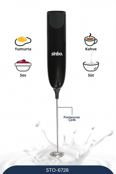 Go İthalat Sinbo STO-6728 Pilli Süt Köpürtücü Kahve Karıştırıcı Ve Mini El Mi...