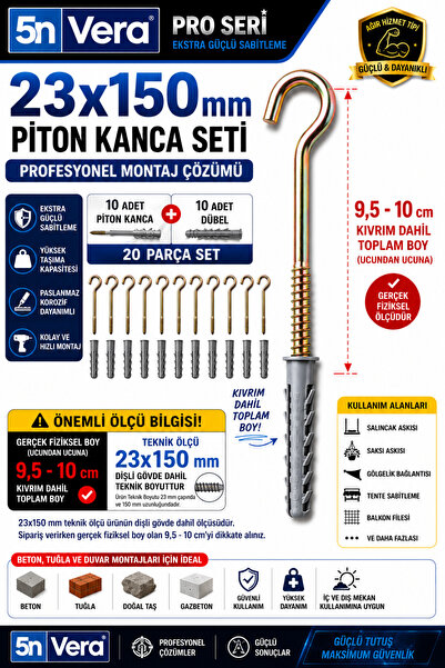5NVERA 23X150 Pro Seri Piton Kanca Seti – Güçlü Sabitleme ve Profesyonel Mont...