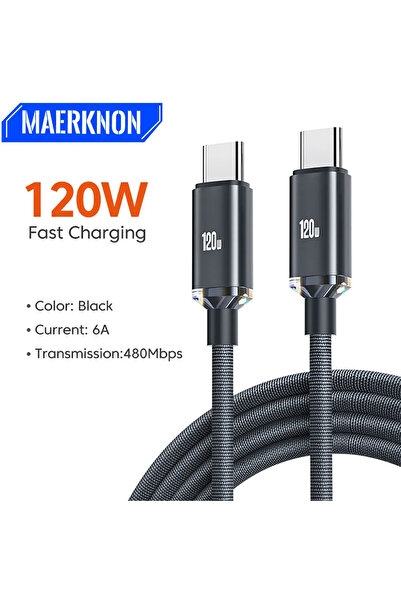 Choice 2m Black For Type C 6A 120W USB C Cable Super Fast Charging Phone Char...