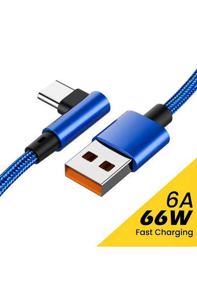 Choice 2m Blue For Type C 6A 66W 90 Degree Elbow USB A TO USB C Cable Fast Ch...