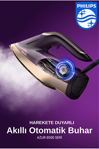 Philips 3000W Azur Buharlı Ütü, Özel Taban, Güçlü Buhar - Akıllı Buhar Perfor...