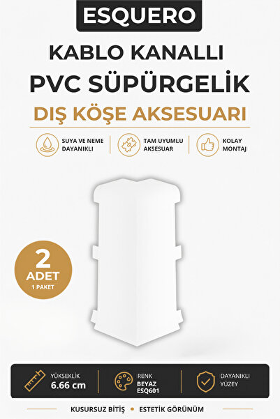 Genel Markalar Esquero Pvc Süpürgelik Beyaz - Esq601 Dış Köşe Aksesuarı (1 Pa...