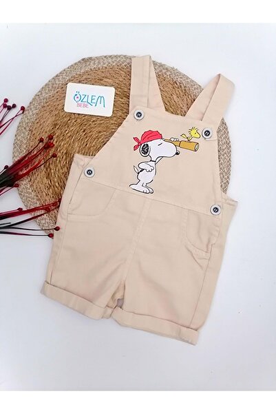 ÖZLEM BEBE Snopy Baskı Salopet Sütlü Kahve