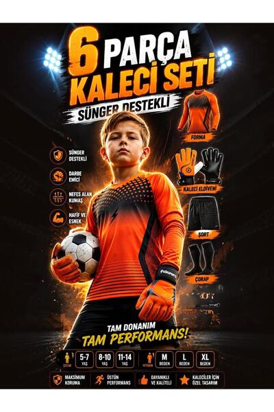 GK DEGAJ Çocuk Kaleci Eldiveni Sünger Destekli Çocuk Kaleci Forma Şort Çorap ...