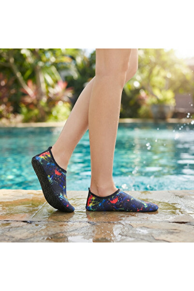 Erkek Deniz ve Havuz Ayakkabısı Kaydırmaz Aqua Shoes Hızlı Kuruyan Plaj Su Ayakkabısı Desenli